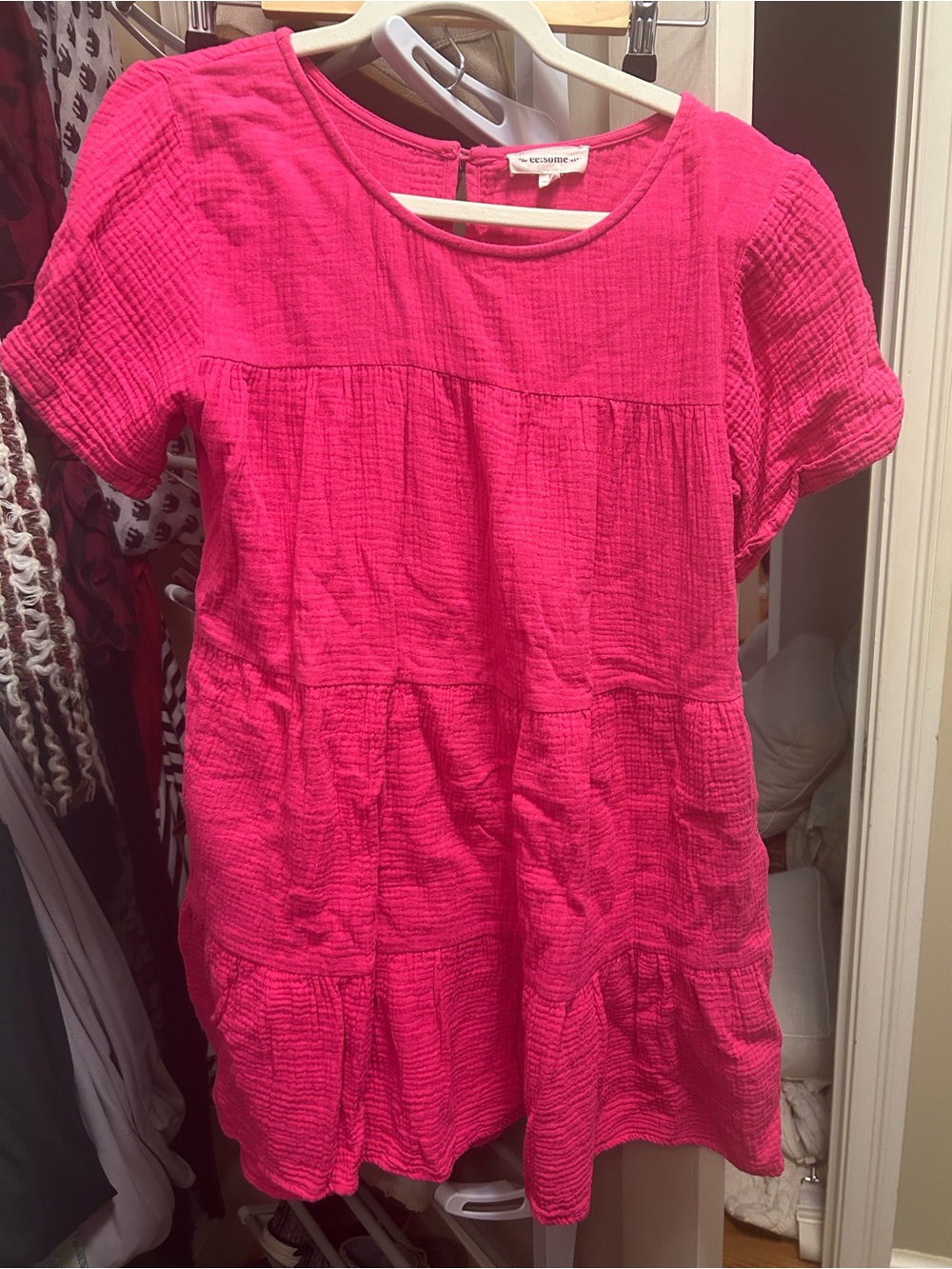 Hot Pink Tiered Cotton Dress